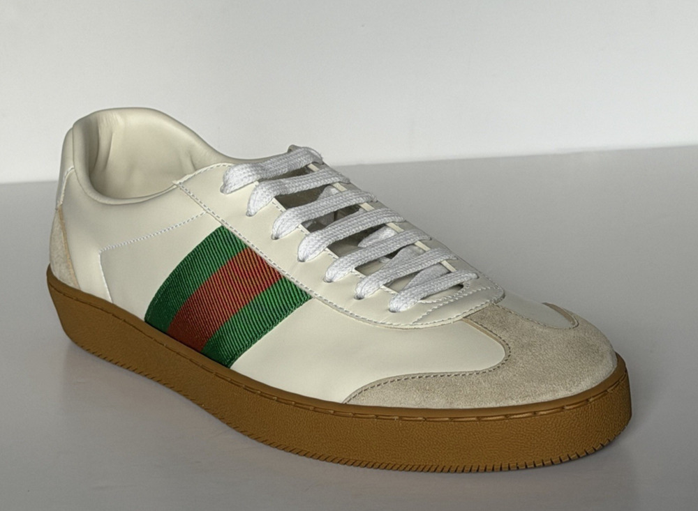 Gucci Men’s Web Leather/Suede Sneakers Natural White 11.5 US 11 Gucci 858912 NIB
